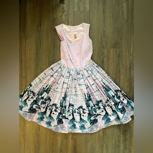 Pink Castle Print Aurora Dress - Pinup Couture